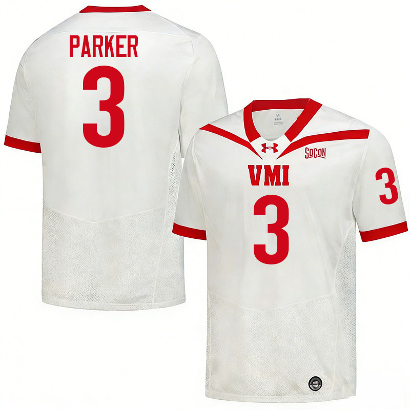 Virginia Military Institute Keydets #3 Amaje Parker College Football Jerseys,Uniforms-White